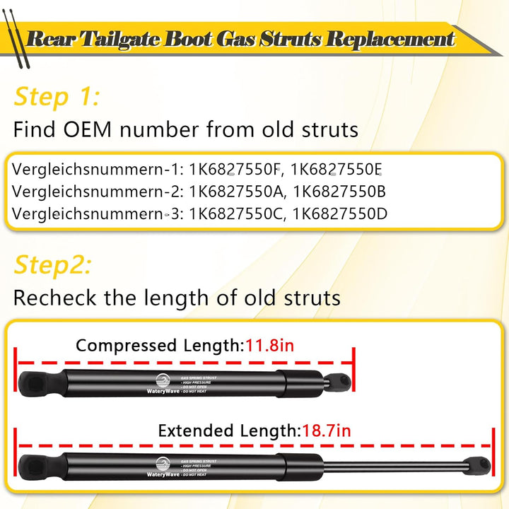 2X Heckklappendämpfer für VW Golf V 1K1 2004-2008 Gasdruckdämpfer Schwarz Gasfeder Kofferraum Dämpfe