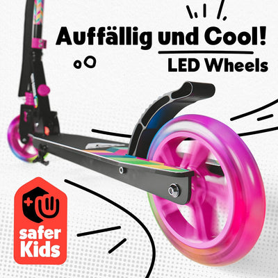 Apollo Skyracer City Roller mit LED Leuchträdern | Roller Kinder 6 Jahre | City Scooter mit Federung