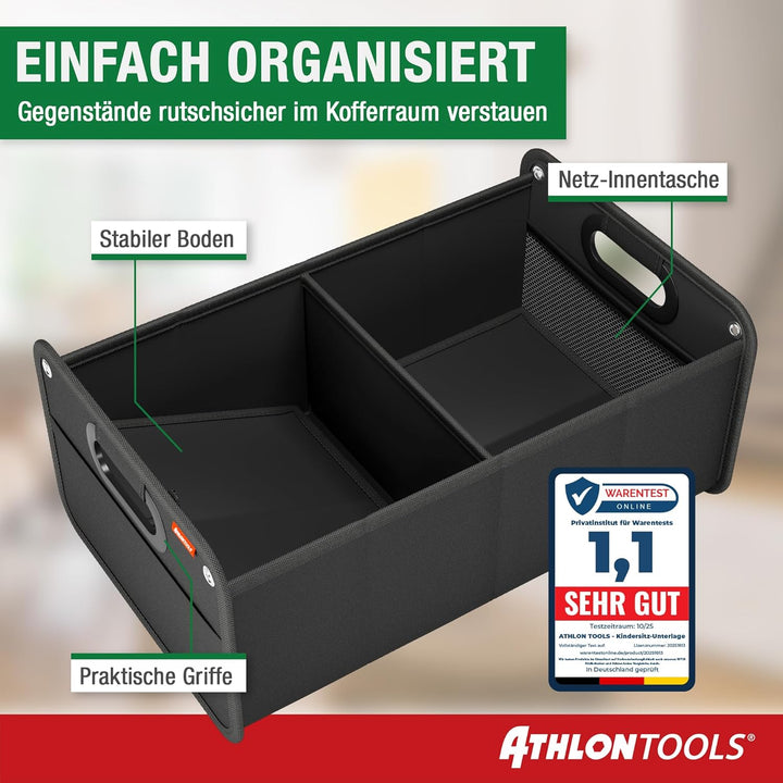 ATHLON TOOLS Kofferraumtasche faltbar - Kofferraum-Organizer, Auto Faltbox, Autotasche - verstärkt u