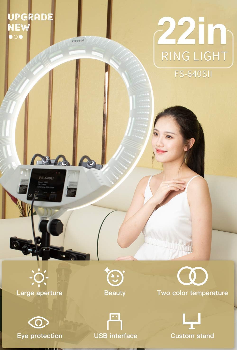 Yidoblo Dimmbar 22'inch 55cm 100w FS-640II LED Ringlicht Fotografie Beleuchtung mit Fernbedienung fü