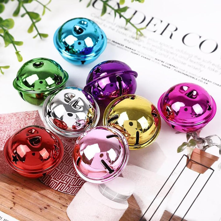 50 Stück 40MM Gross Metallglöckchen Schellen Glocken Bunt Glöckchen Glocke Mehrfarbig Anänger Glocke