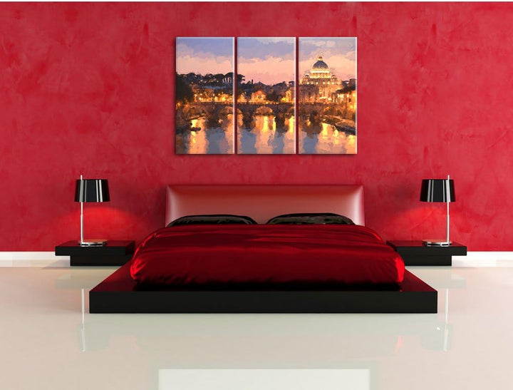 Pixxprint Vatikan in Rom als Leinwandbild/Grösse: 3 Teilig (120x80) cm/Wandbild/Kunstdruck/fertig be