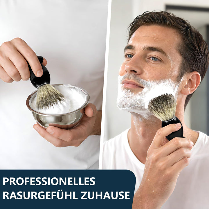 ERAVOR Luxus-Nassrasierset, Rasierpinsel aus synthetischem Dachshaar, magnetischer Rasierständer aus