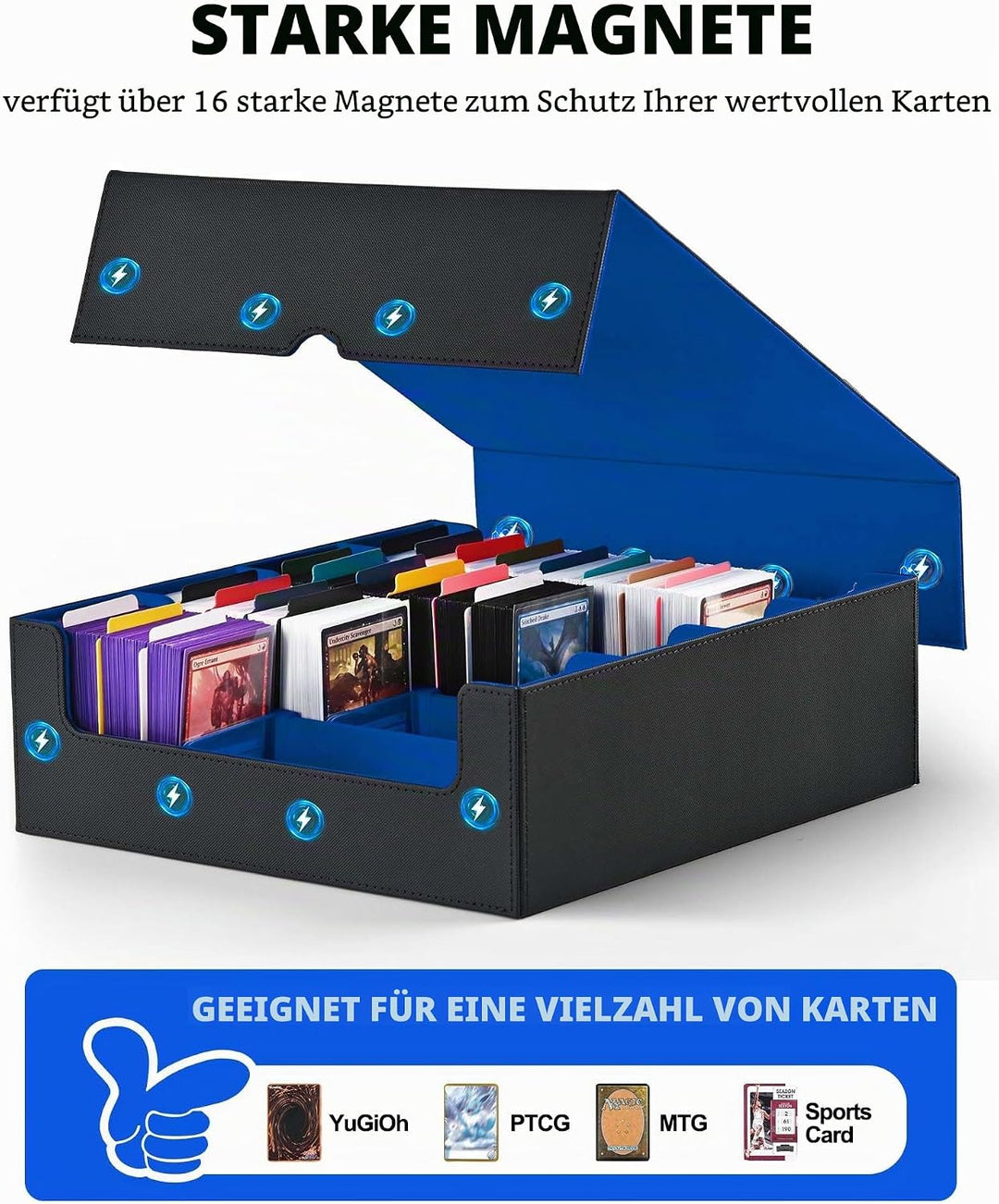 ZLCA Trading Card Storage Box, Commander Card Deck Case Holds 2400+ Cards, MTG Deck Box mit 4 Stopfe