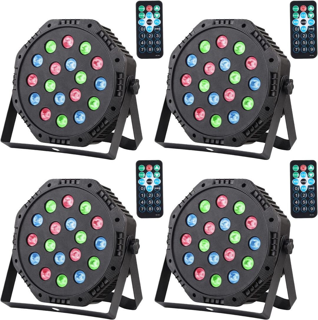 LED Par Beleuchtung, 18x1W LED RGB dmx Steuerung Lichter Sound aktiviert mit Fernbedienung für Party