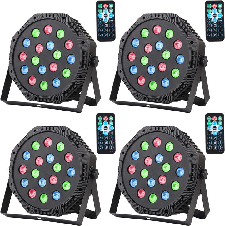 LED Par Beleuchtung, 18x1W LED RGB dmx Steuerung Lichter Sound aktiviert mit Fernbedienung für Party