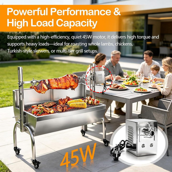 Grillmotor, 45W Grillmotor für Grillspiess mit Drehmoment von 150–200 kgf·cm