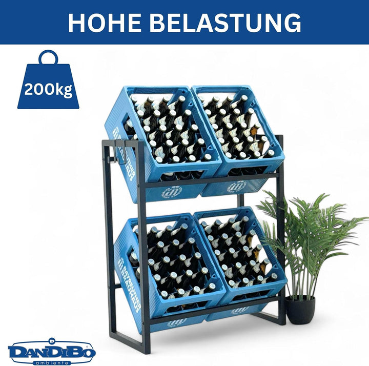DanDiBo Getränkekistenregal 4 Kisten mit Gitter Haken Metall 96597 Getränkeregal Kistenregal Getränk