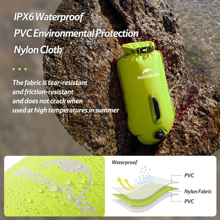 Naturehike Schwimmboje Zwei Airbags Swim Boje Trockensack wasserdichte Strandtasche mit Verstellbare