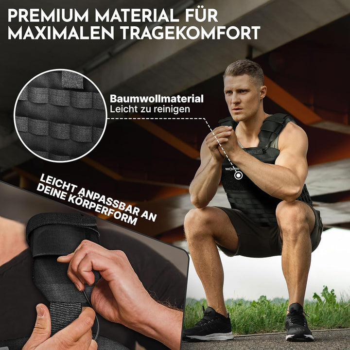 NEOLYMP Gewichtsweste – Unisex Weighted Vest – Plattenträger Weste mit Tasche – Kein Verrutschen – A