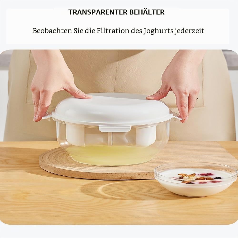 Feine Filtersiebe Joghurt Sieb mit Deckel,Wiederverwendbarer Joghurt Molke Separator,3000ML Griechis