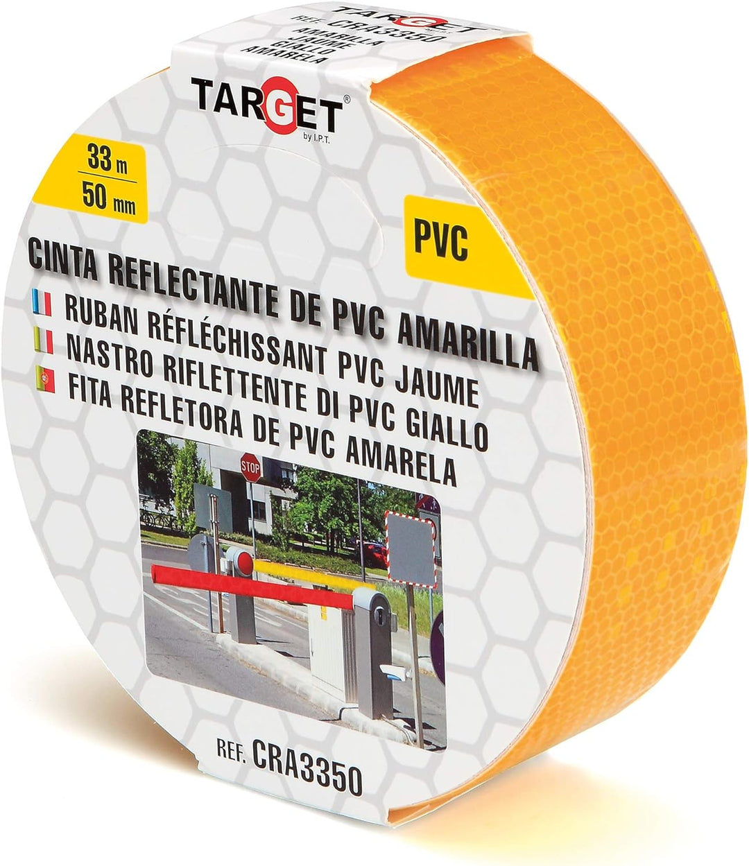 TARGET CRA3350 - Reflektierendes Band - Gelb 33 Meter x 50 Millimeter - Klebeband - Warnung - Beschi