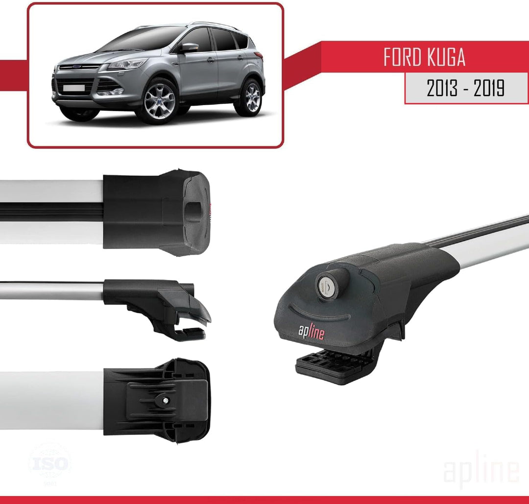 apline Kompatibel mit Ford Kuga 2013-2018 Relingträger ACE-1 Dachträger Gepackträger GRAU