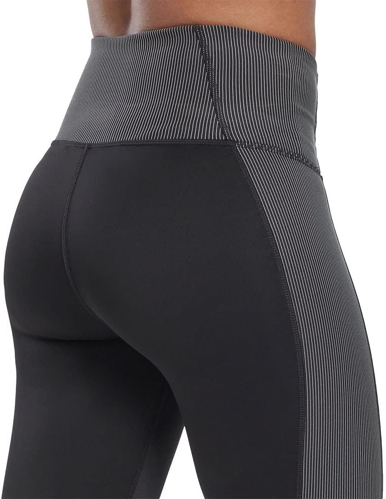 Reebok Damen S Rib Hr Tight Leggings XS Schwarz, XS Schwarz