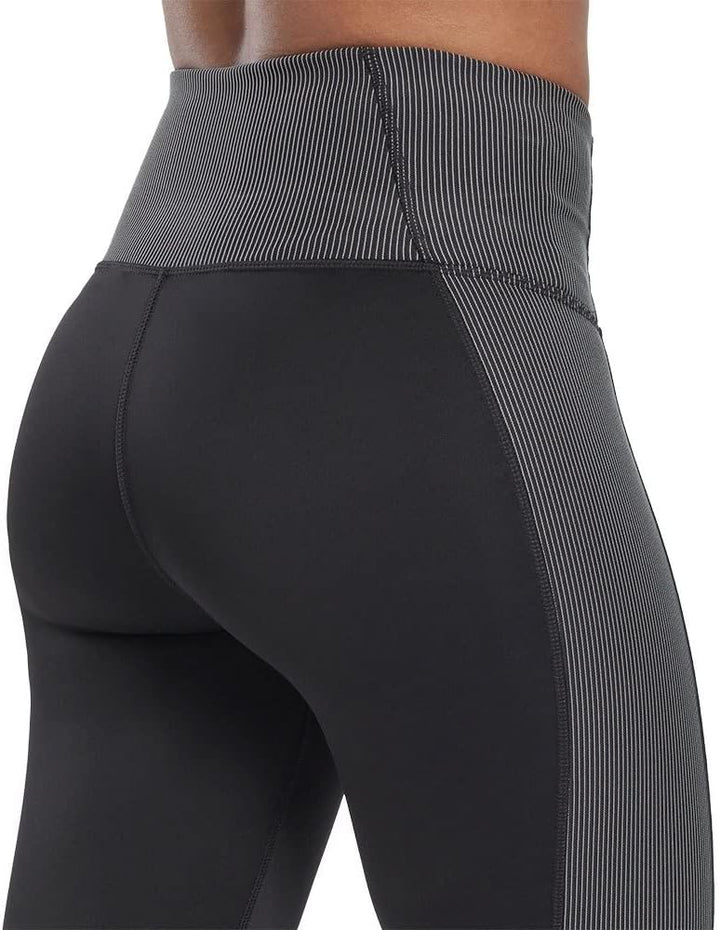 Reebok Damen S Rib Hr Tight Leggings XS Schwarz, XS Schwarz