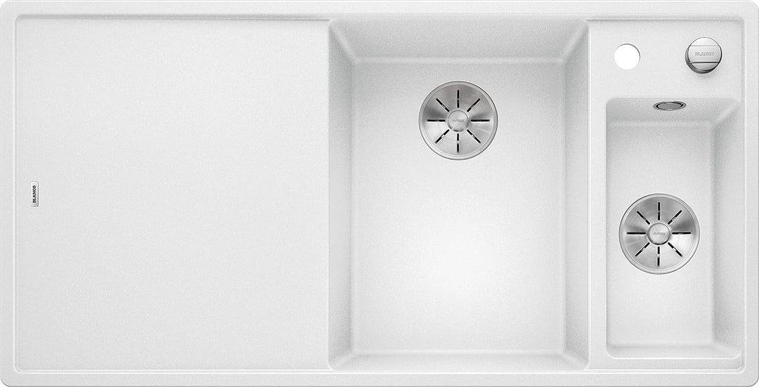 BLANCO AXIA III 6 S | SILGRANIT weiss | Einbauart: Einbau von Oben | Hauptbecken rechts | mit Glassc