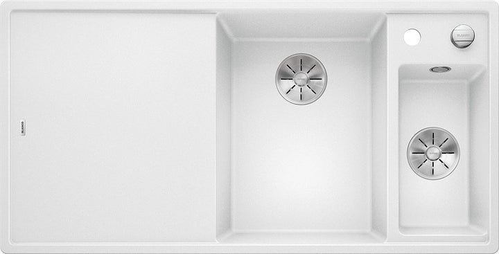 BLANCO AXIA III 6 S | SILGRANIT weiss | Einbauart: Einbau von Oben | Hauptbecken rechts | mit Holzsc