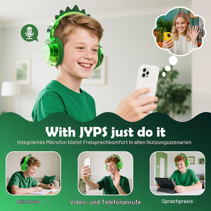 JYPS Bluetooth Kopfhörer Kinder, Metallisch Kabellose Kopfhörer Kinder Over Ear mit 74/85dBA Lautstä