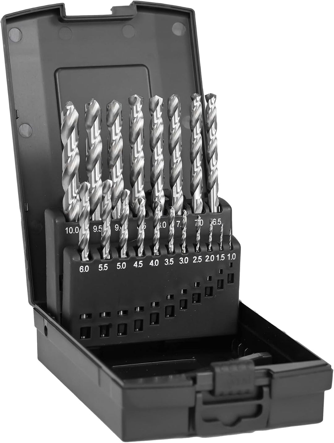 STIER Spiralbohrer Set HSS-G, 19-teilig, Metallbohrer Satz, Stahlbohrer Satz, alle gängigen Grössen,