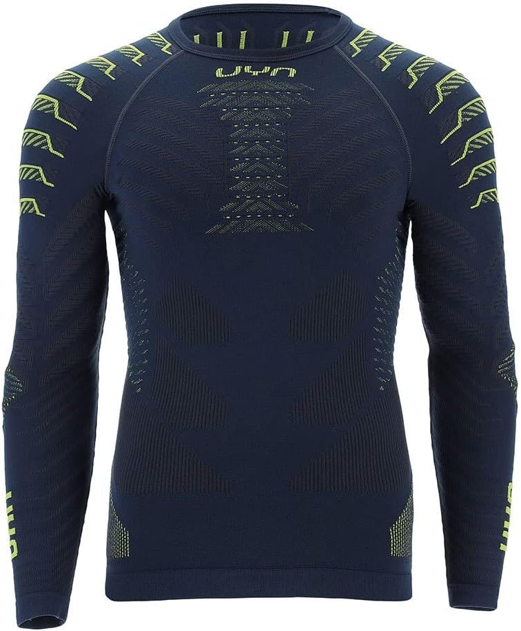 UYN Herren Resilyon Langarmshirt, Dark Blue/Yellow, L/XL
