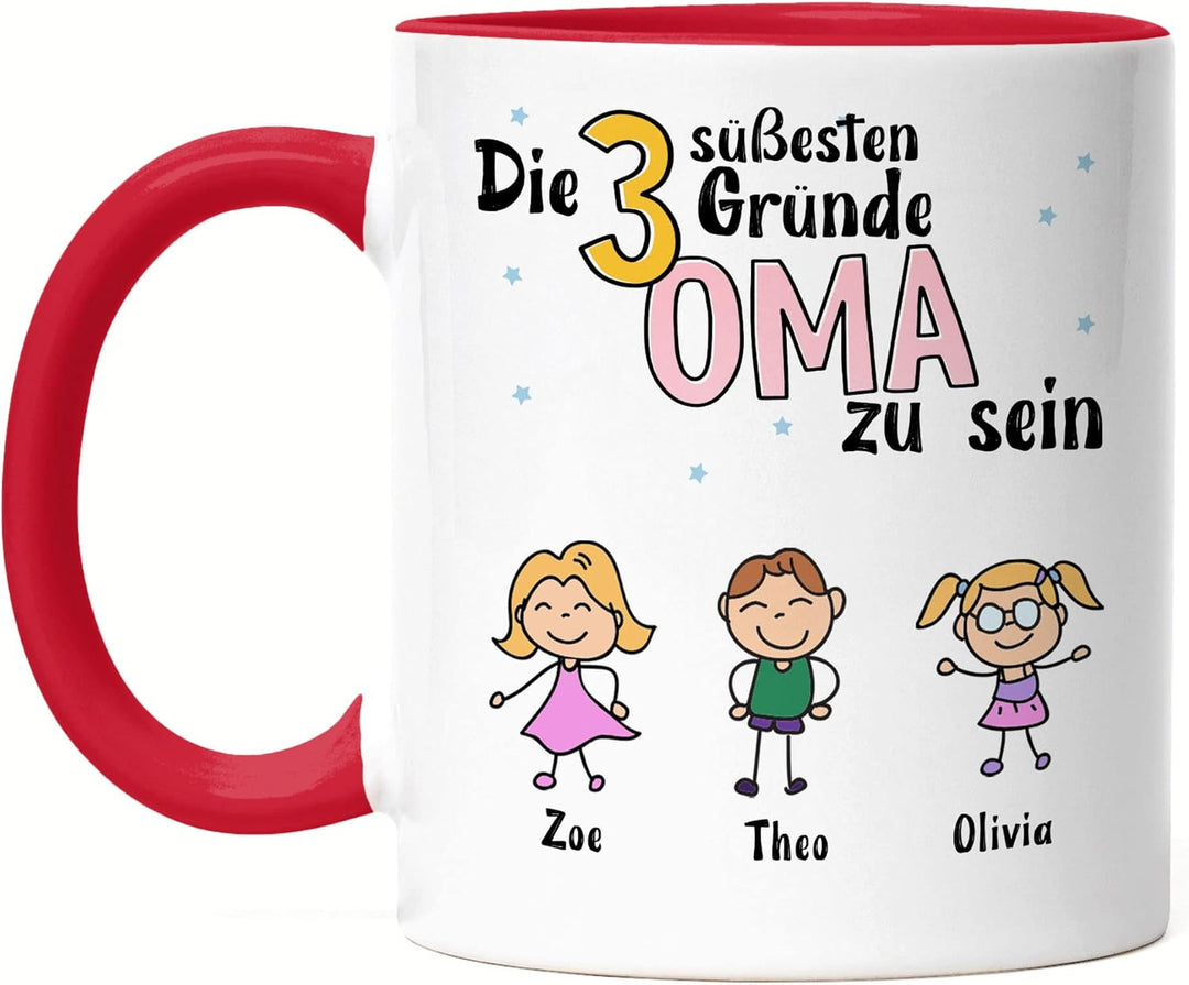Oma Tasse Rot Geburtstag Personalisiert für Oma Enkel Enkelin Baby Geschenk Kinder Oma Geschenk Mutt