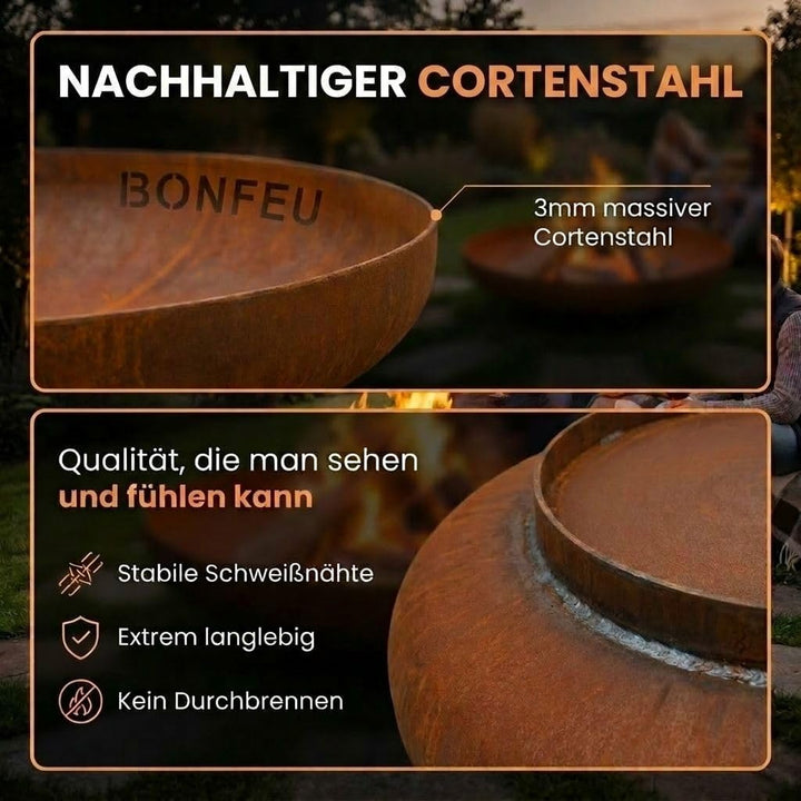 BonFeu BonBowl Feuerschale 60cm - Feuerschalen für den Garten - Feuerstelle Outdoor - Feuerschale mi