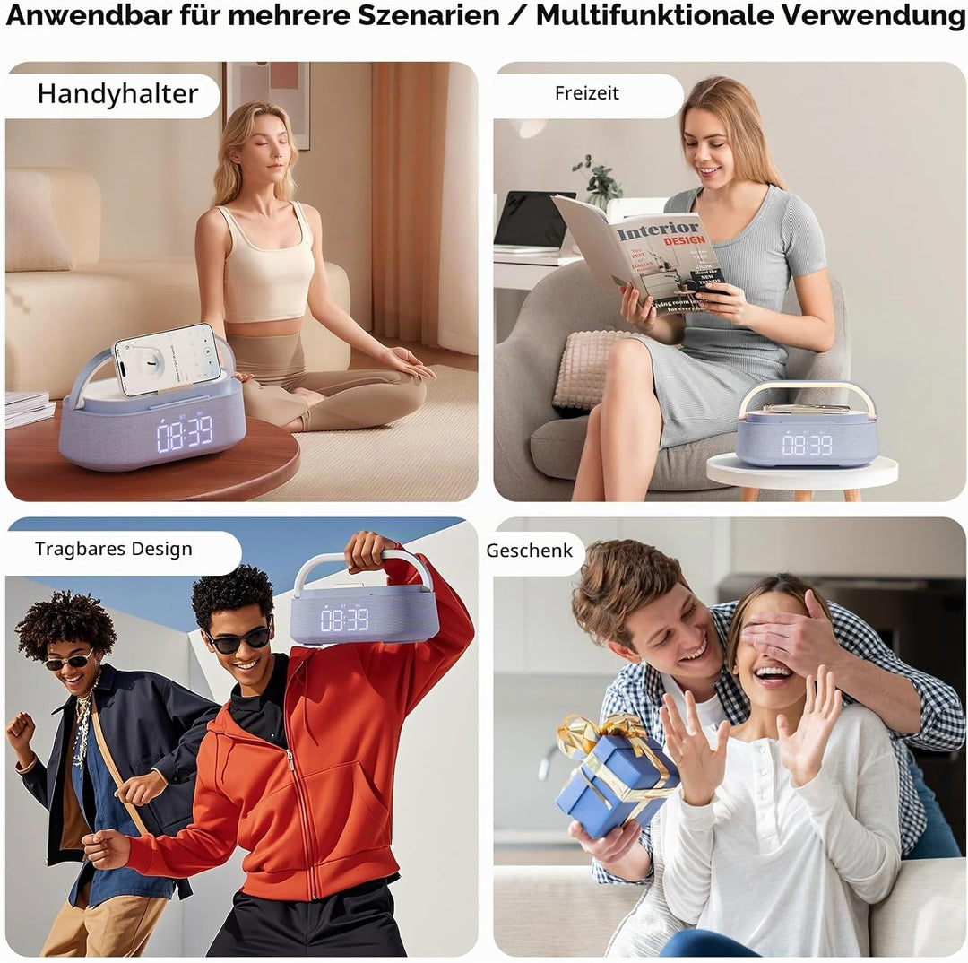 COLSUR Radiowecker Digital mit Wireless Charger, Bluetooth Lautsprecher Smart Wecker Schlummerfunkti