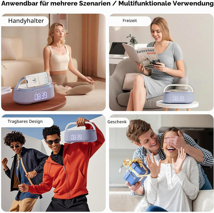 COLSUR Radiowecker Digital mit Wireless Charger, Bluetooth Lautsprecher Smart Wecker Schlummerfunkti