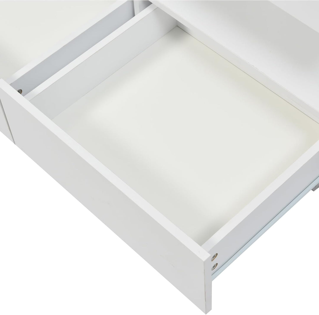 Merax Couchtisch Hochglanz mit LED, Moderner Wohnzimmertisch mit Stauraum Schubladen, Multifunktiona