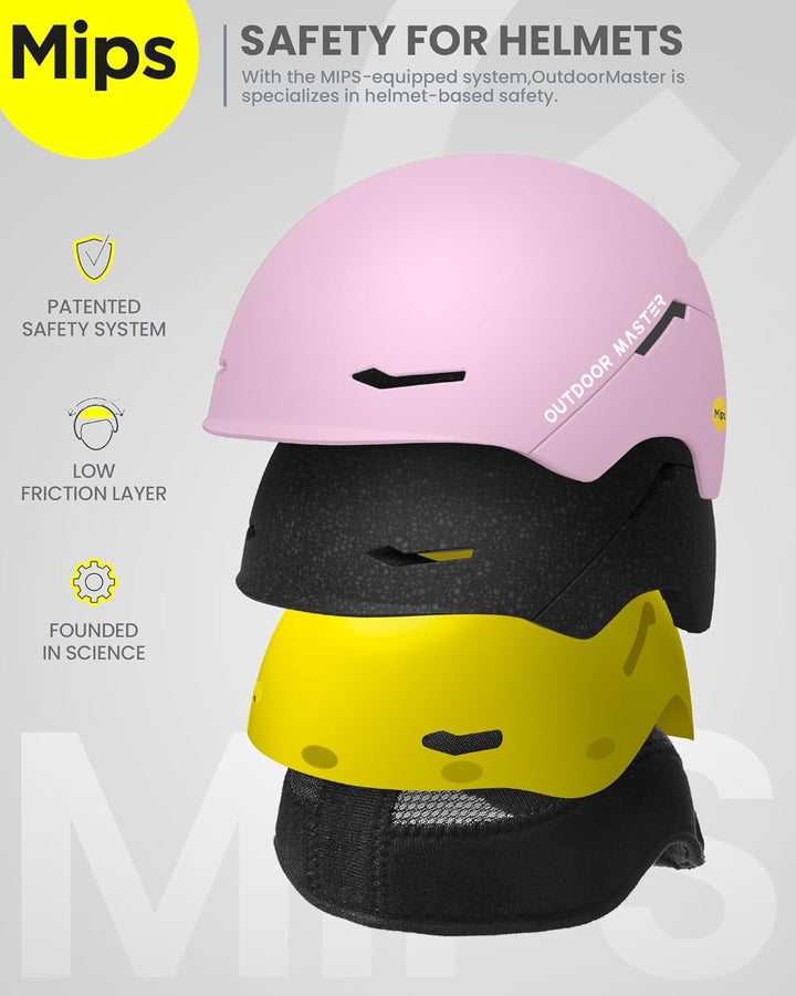 OutdoorMaster ELK MIPS Skihelm - Schneesporthelm Snowboardhelm für Männer Frauen & Jugend Mattes Ros