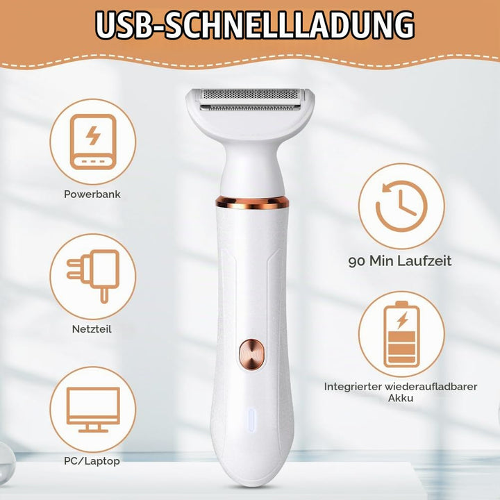 ACWOO Elektrischer Rasierer für Frauen, 4-In-1 Elektrischer Damenrasierer, Schmerzfreier Intimrasier