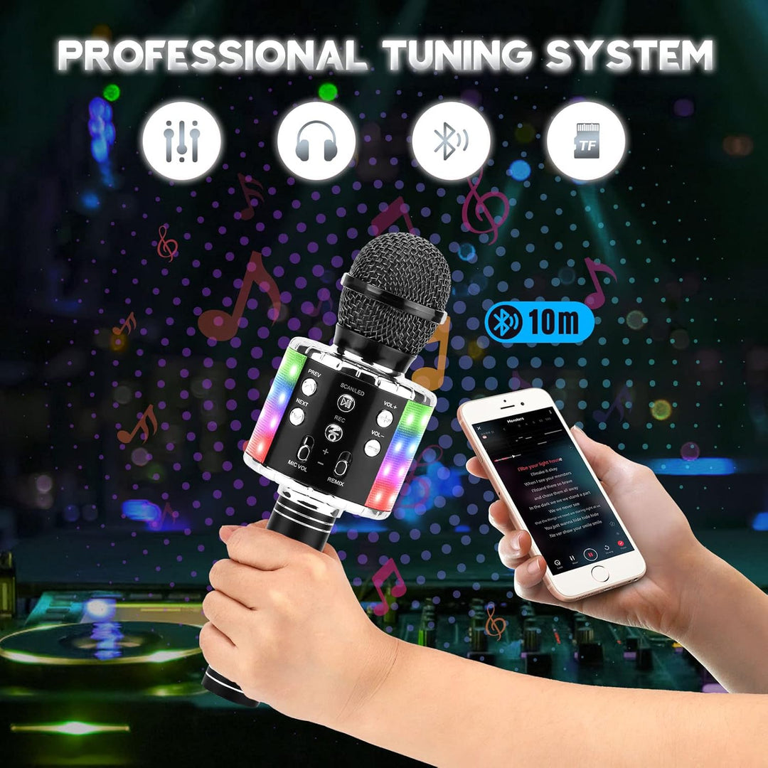 ShinePick Karaoke-Mikrofon, kabellos, Karaoke-Mikrofon, Bluetooth, tragbar, für Kinder/Erwachsene, S