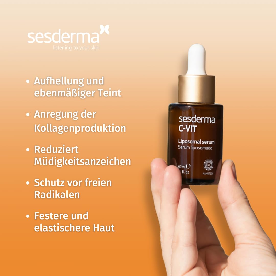 Sesderma | C-Vit Liposomales Serum | Hydratisierte und Strahlende Haut | Antioxidatives Serum für Al