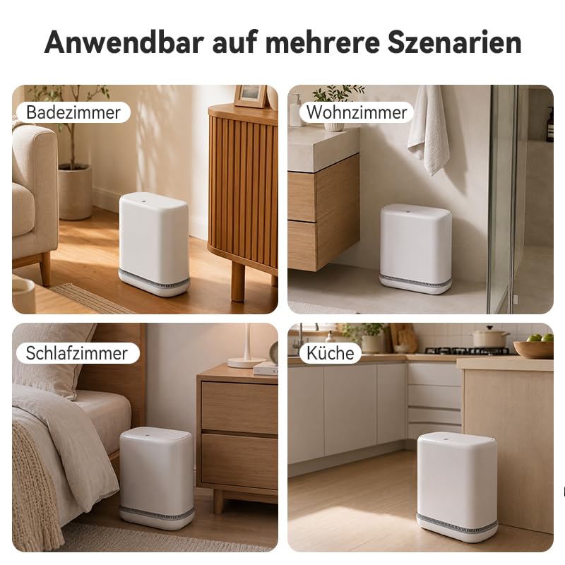 MOPUP Kleiner Badezimmer-Mülleimer mit Deckel, schlankes 3-Gallonen-Design, ausklappbarer Deckel und