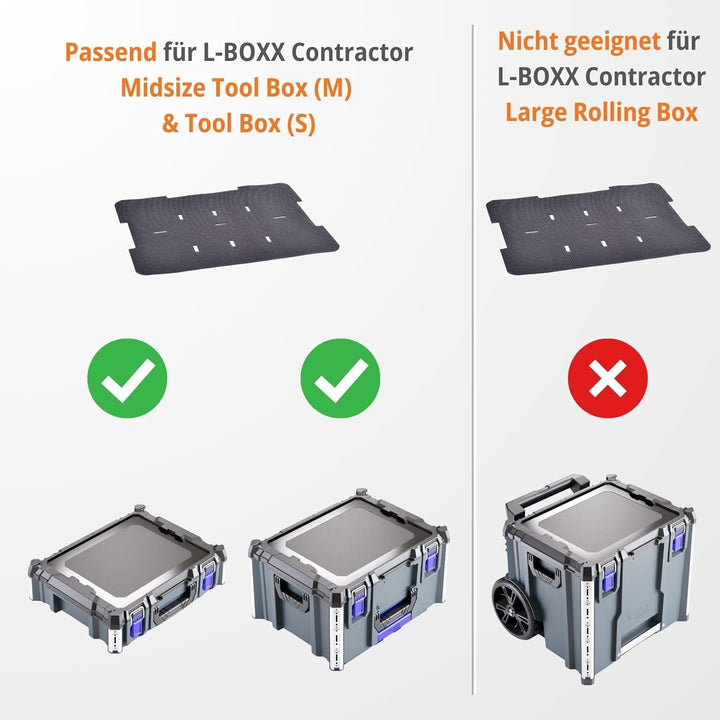 WFix Antirutschmatte für L-BOXX Contractor - 2er Set - passgenau, schwarz, hochwertiger gummierter S