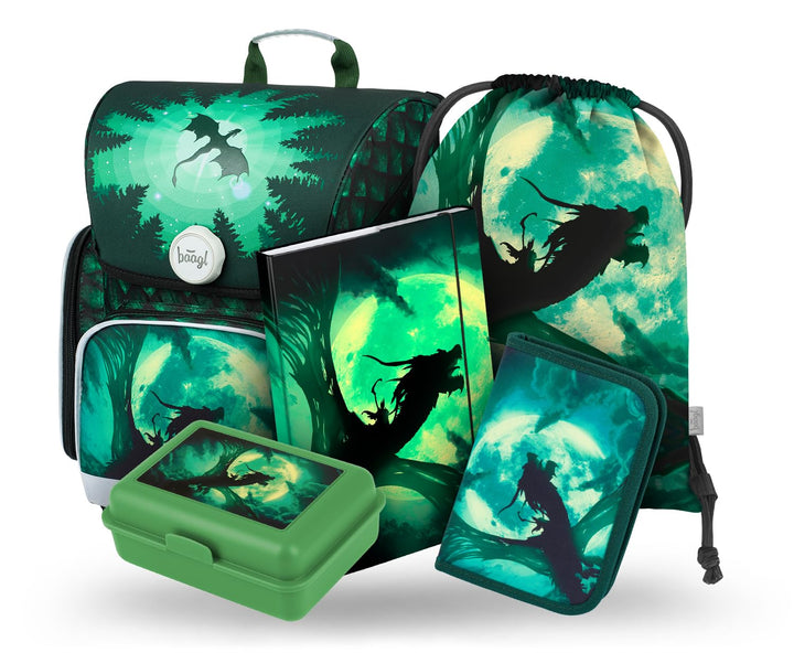 Baagl Schulranzen Set Jungen 5 Teilig, Ergo Schultasche ab 1. Klasse, Ergonomische Grundschule Ranze