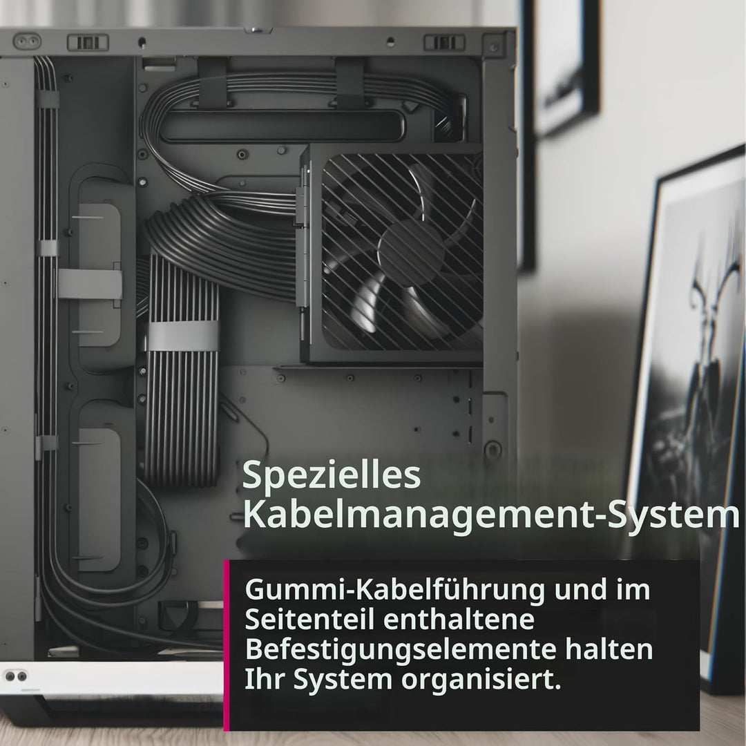 APNX V1 Gaming PC Gehäuse ATX Schwarz mit Holz - Mid Tower Gaming Case mit Tempered Glass - Grafikka