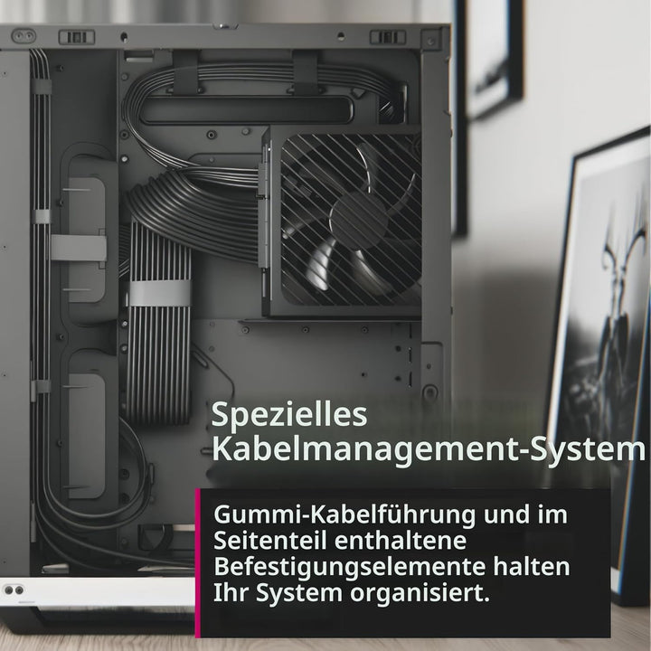 APNX V1 Gaming PC Gehäuse ATX Schwarz mit Holz - Mid Tower Gaming Case mit Tempered Glass - Grafikka