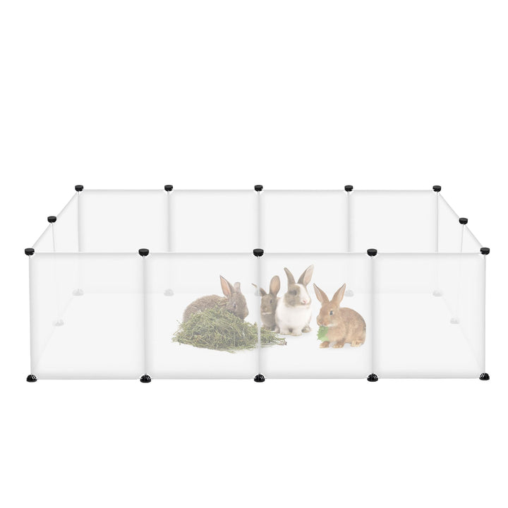FIVMEN Freilaufgehege Kleintiergehege 145x75x48cm Freigehege Gittergehege 12-Platten Laufstallgitter