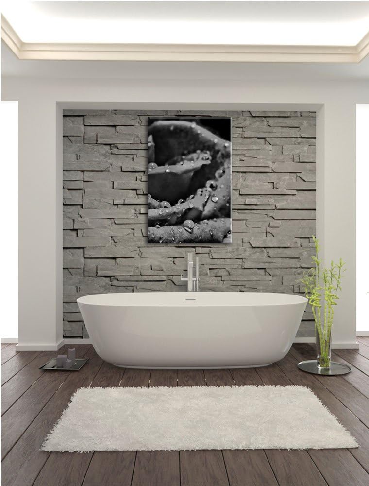 Pixxprint Tropfen auf roter Rose als Leinwandbild/Grösse: 100x70 cm/Wandbild/Kunstdruck/fertig bespa