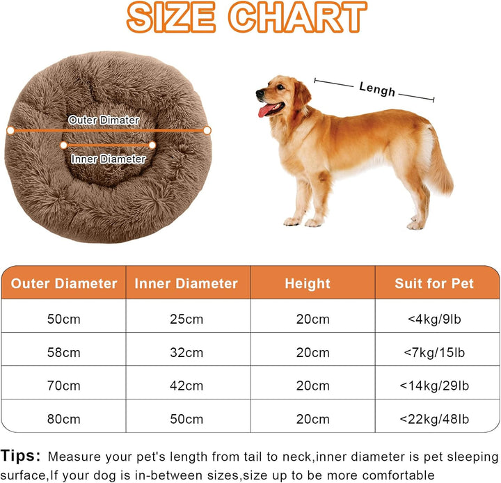 Enjamoy Hundebett Flauschig Donut Plüsch Katzenbett Hundekissen, Waschbar Rund Hundebetten für Klein