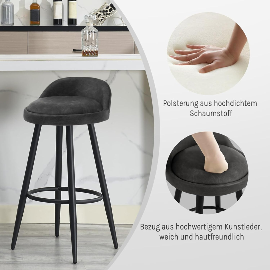 WOLTU BH327an-1 Barhocker 1er Set Barstuhl Hocker Tresenhocker Bistrohocker Designer Hocker mit Lehn