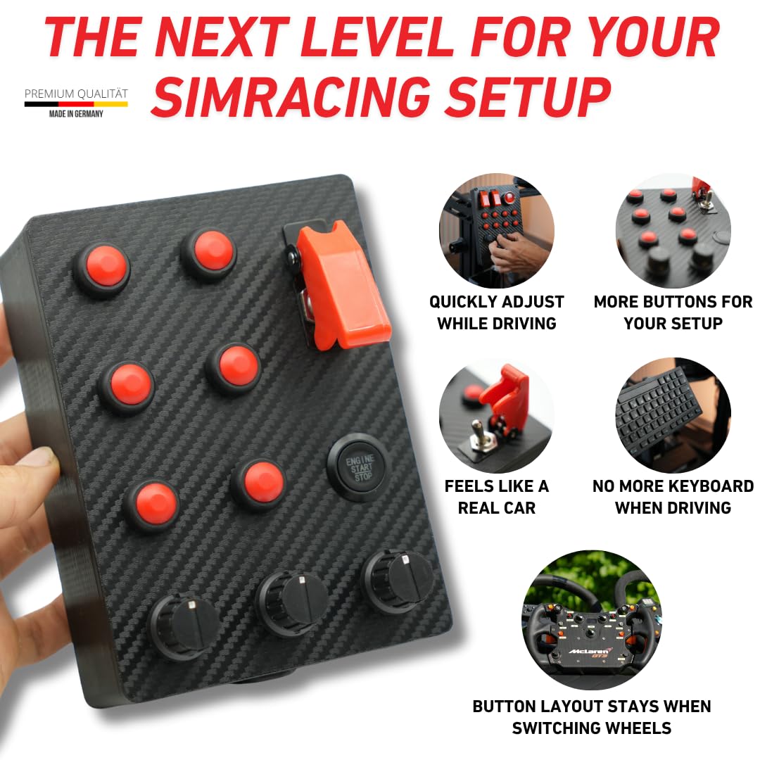 GTM-M2 SimRacing Button Box mit 17 Funktionen – PC-Seitenkonsole für Simracer | LED-Engine-Start & Z