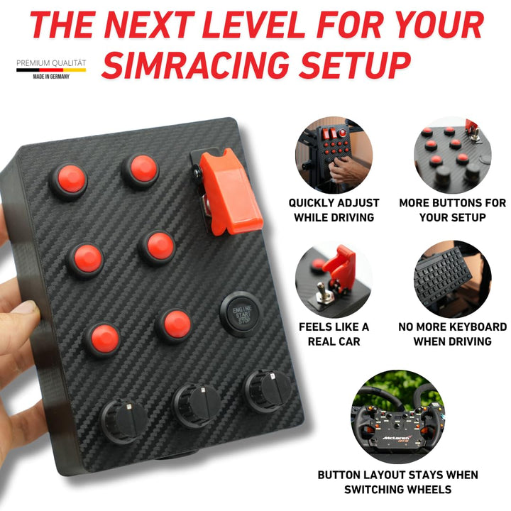 GTM-M2 SimRacing Button Box mit 17 Funktionen – PC-Seitenkonsole für Simracer | LED-Engine-Start & Z