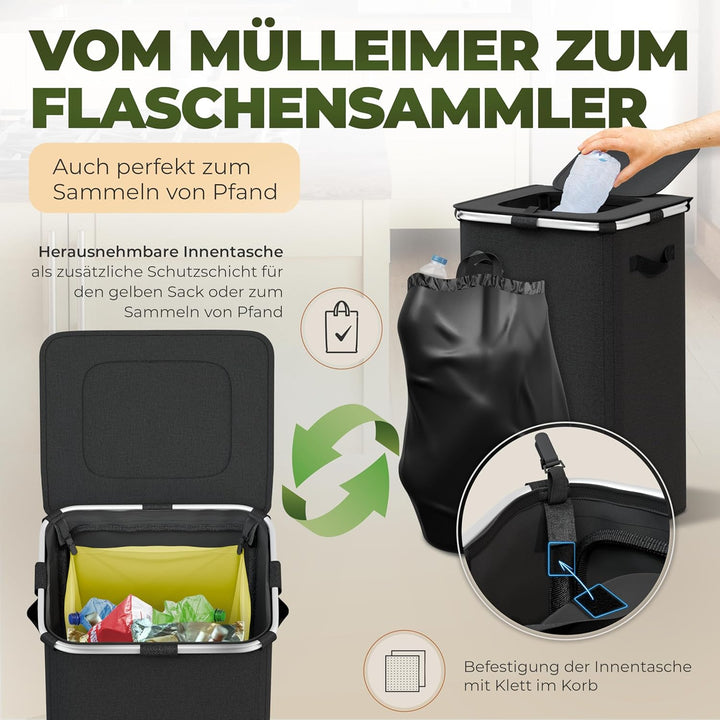COTTARA® gelber Sack Ständer Mülleimer mit Deckel magnetisch Müllsackständer für Gelber Säcke mit Me