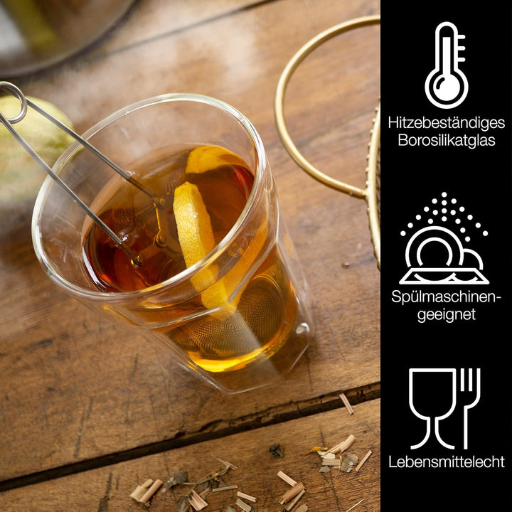 Moritz &amp; Moritz Gläser Set 4 x 280 ml Cappuccino Gläser Doppelwandig 280ml – Doppelwandige Gläser fü