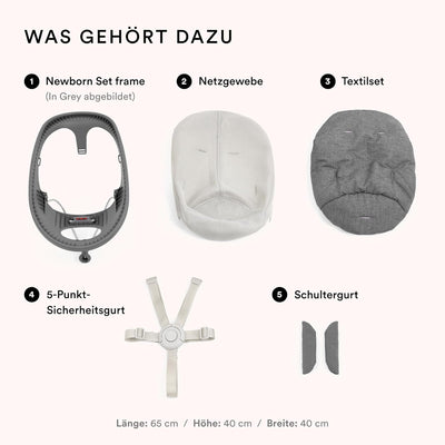 Stokke Nomi Newborn Set, Black/Grey Blue - Mit 5-Punkt-Sicherheitsgurt und wendbarem, waschbarem Tex