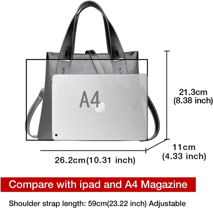 LAORENTOU Damen-Handtasche aus echtem Leder mit Tragegriff oben 01-1 Schwarz (Kleine Grösse), 01-1 S