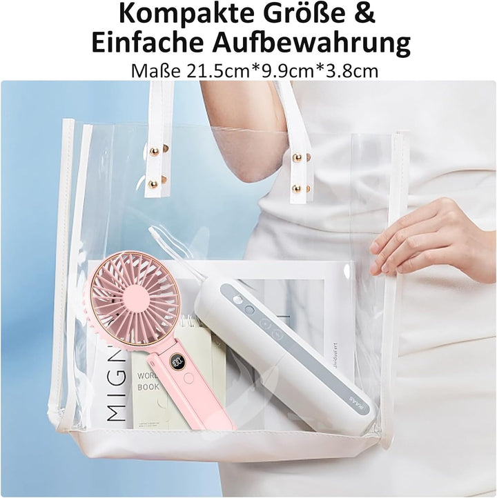 Rintea Handventilator, Tragbarer Mini Ventilator mit 6 Geschwindigkeiten, Faltbarer USB Ventilator,