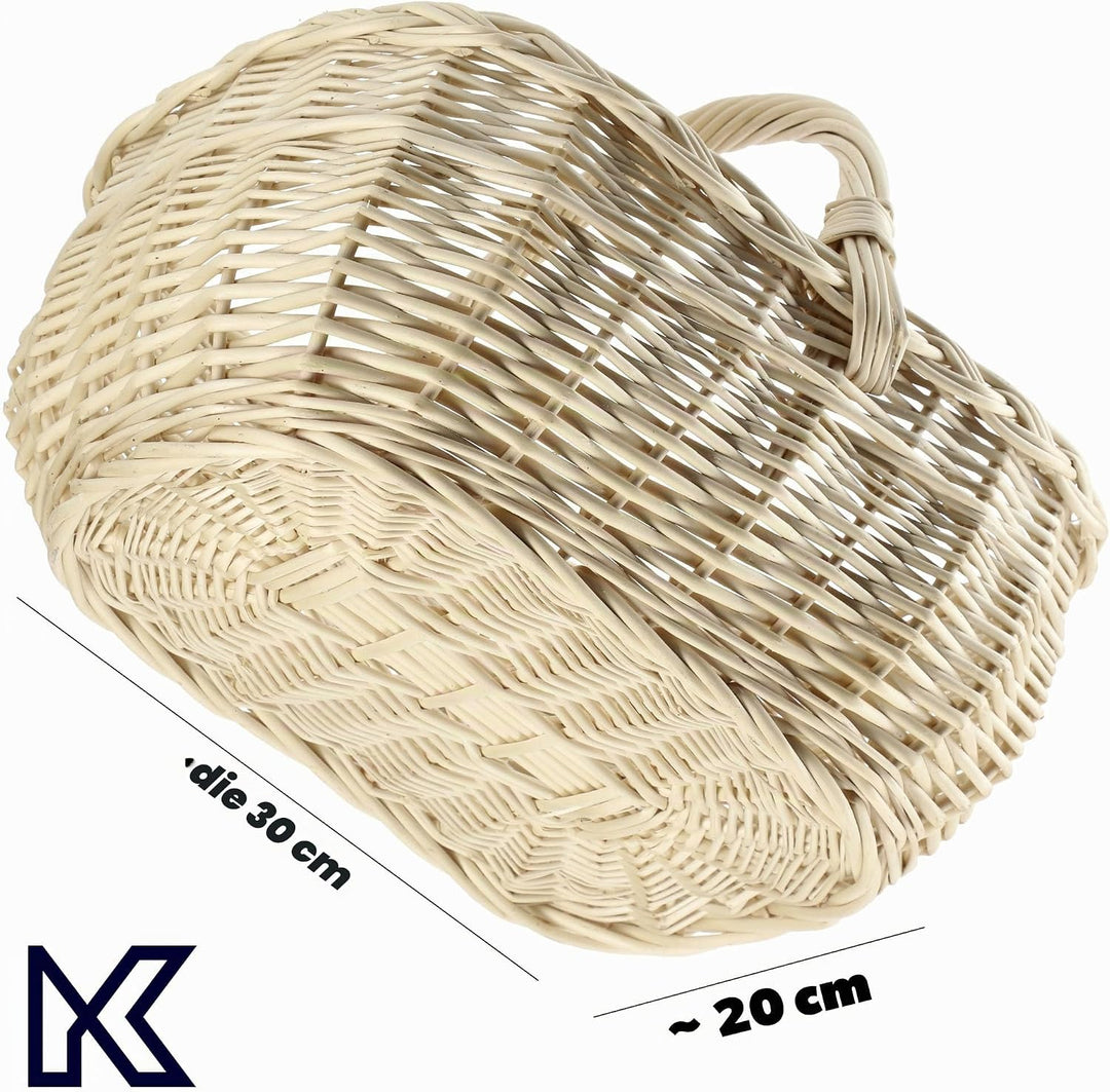 KADAX Weidenkorb für Pilze, Ovaler Korb zum Einkaufen, robuster Picknickkorb mit dem Henkelgriff, Fl